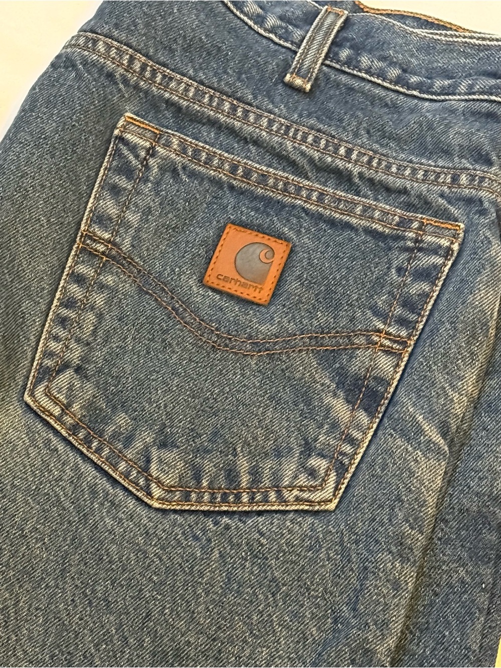 Carhartt B20 Fleece Lined Relaxed Fit Straight Leg Jeans in "Dark Stone" Wash